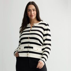Nine West Striped Cardigan Sweater, Size 1X - NWT